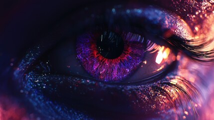 Aufkleber - Vibrant eye closeup artistic display abstract photography studio setting intimate perspective colorful vision exploration