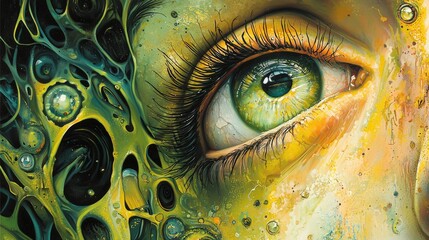 Poster - Intricate close-up of a human eye abstract art vibrant colors surreal environment artistic viewpoint conceptual exploration