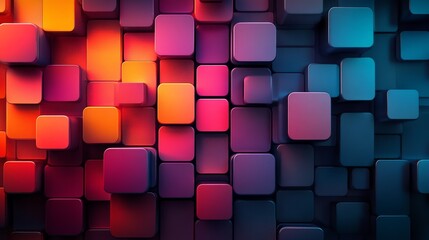 Poster - Abstract geometric blocks with gradient colors, modern digital art concept