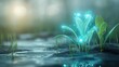 © Jessada - Marshlands are vital ecosystems supporting wildlife, plants, and climate balance, requiring restoration to protect nature. Glowing Green Plant Sprouting in Ethereal Misty Environment