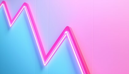 Wall Mural - a vibrant graphic featuring a zigzag line illuminated with neon colors against a pastel background, 