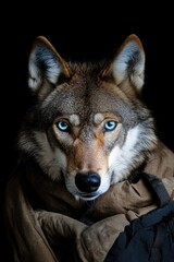  A majestic gray wolf, Canis lupus, prowls through a winter wonderland