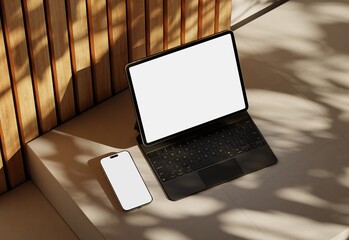 Wall Mural - responsive web design and website mockup, devices mock up, smartphone desktop tablet laptop template
