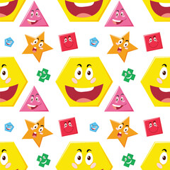 Sticker - Colorful Geometric Shapes with Faces