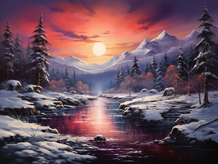 Wall Mural - Unbelievable Merry Christmas with winter background winter holidays