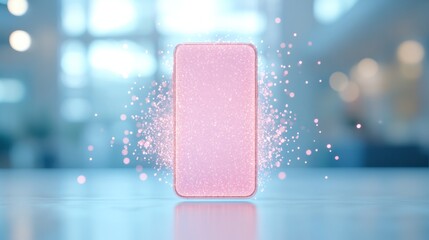Aufkleber - Futuristic Smartphone with Holographic Display in Bright Modern Setting