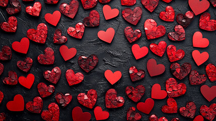 Wall Mural - valentines day background with red heart cut out