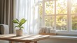 © Pichkan - Serene Living Room with Large Window and Green Plant Detail