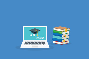 Wall Mural - online learning. concept of webinar, business online training, education on computer or e-learning c