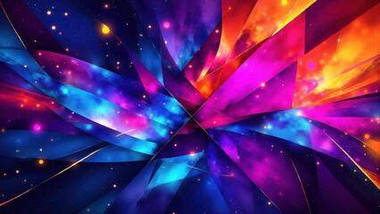 Wall Mural - Colorful abstract background shining with bright geometric shapes