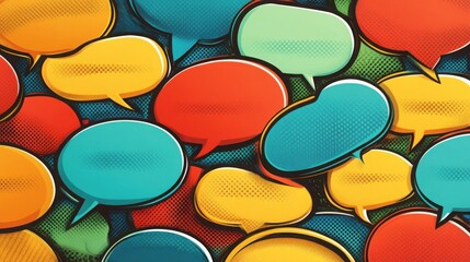 Colorful speech bubble pattern. Comic book pop art style