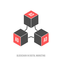 Wall Mural - blockchain in digital marketing. use blockchain technology to increase transparency and security in 