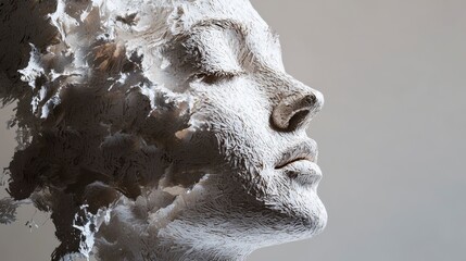 Aufkleber - Creative shredded paper art forming a realistic face studio setting digital art contemporary viewpoint abstract concept