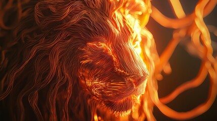 Aufkleber - Intricate lion sculpture art installation contemporary gallery warm lighting close-up view creative vision for impact