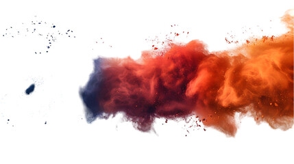 Wall Mural - Orange, Red, Blue colours powder exploding isolated on a transparent background