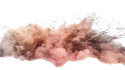 Pink, Grey, Golden colours powder exploding isolated on a transparent background