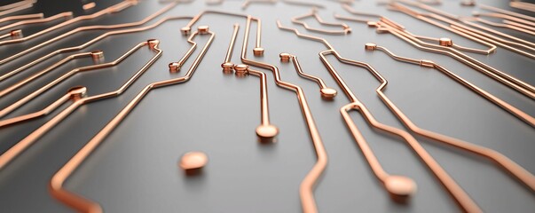 Wall Mural - conductive ink made from nanomaterials creating intricate circuits on flexible plastic sheets, set i