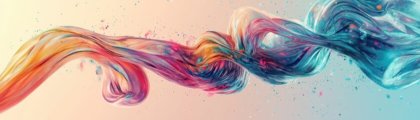 Poster - Colorful Abstract Swirling Smoke Pattern on Light Background