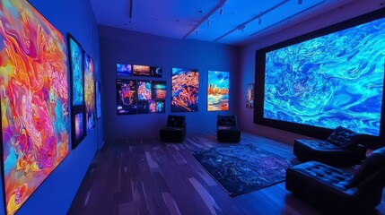 Leinwandbilder - Ai-powered art gallery exhibition urban center digital artwork contemporary space immersive experience technology fusion