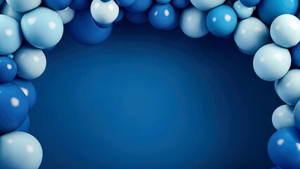 Wall Mural - Arch of blue balloons. Birthday party for boy 3d background, shower. Mockup, template for greetiing card.	
