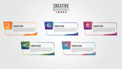 Wall Mural - business infographic design template with icons and 5 numbers options or steps. can be used for proc