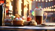 © Tam5 - Cozy Café Scene with Coffee and Pastries in Warm Lighting Environment
