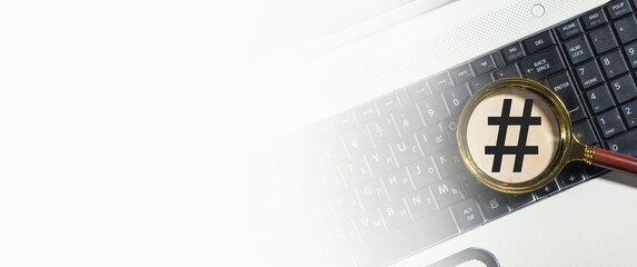 Wall Mural - hashtag symbol. social media. internet. technology