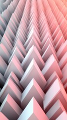 Poster - Geometric pattern of stacked white blocks with a soft pink gradient, AI