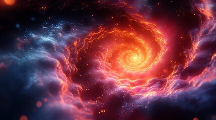 stunning digital artwork highlighting a glowing fire mandala in abstract background