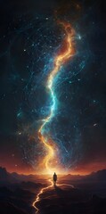 Wall Mural - yoga meditation in the sky a galaxy in colorful designed