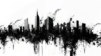 Wall Mural - Urban Silhouette Abstract Art Background - a modern and captivating visual. The skyscraper skyline creates a sleek and contemporary urban aesthetic.