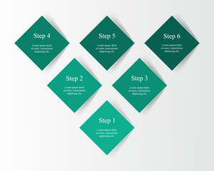 Wall Mural - Step by step infographic template with 6 steps, options, parts or processes.