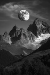 Wall Mural - Black and White Full Moon