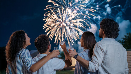 Wall Mural - photo of a couples closely watching fireworks