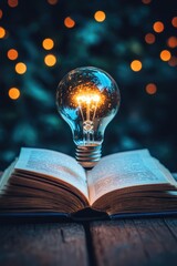 Wall Mural - Open Book with Light Bulb