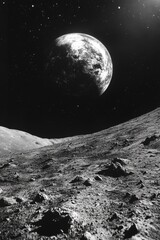 Wall Mural - Moon in black and white