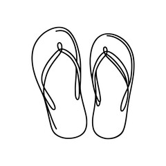 Wall Mural - linear flip flops icon. black and white image of a hand-drawn flip flops. vector illustration