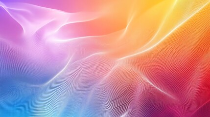 Wall Mural - abstract digital background with a glowing mesh and a gradient of pink, yellow, and blue.