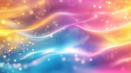 Wall Mural - abstract digital background with a glowing mesh and a gradient of pink, yellow, and blue.