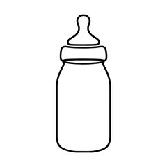 Wall Mural - Linear baby bottle icon. Black and white image of a hand-drawn baby bottle. Vector illustration