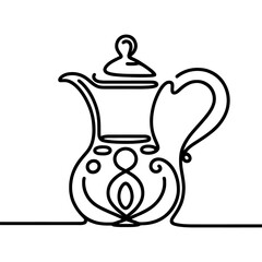 Wall Mural - minimalist continuous line drawing of a traditional arabic dallah coffee pot. symbolizing hospitalit