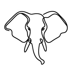Wall Mural - linear elephant head icon. black and white image of a drawn elephant head. vector illustration