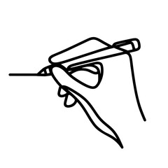 Wall Mural - continuous line drawing of hand writing with pencil, minimalist vector illustration