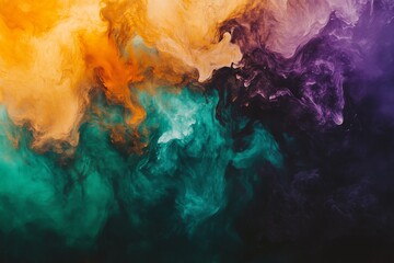Poster - A vibrant mix of swirling colors, including teal, orange, and purple, creates an abstract art piece. It evokes creativity and the beauty of fluid movement.