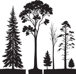 Wall Mural - set of trees silhouettes