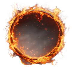 Wall Mural - A circle of fire with a lot of smoke and fire