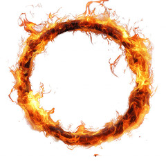 Wall Mural - A circle of fire with a white background
