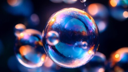 Wall Mural - Abstract bubbles moving smoothly with bokeh lights