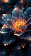 Wall Mural - Magical flower glowing brightly with sparkling petals in cosmic rays picture