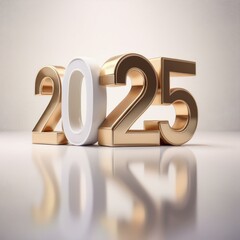 Wall Mural - 2025 3d text new year gold realistic rendering celebration ai image